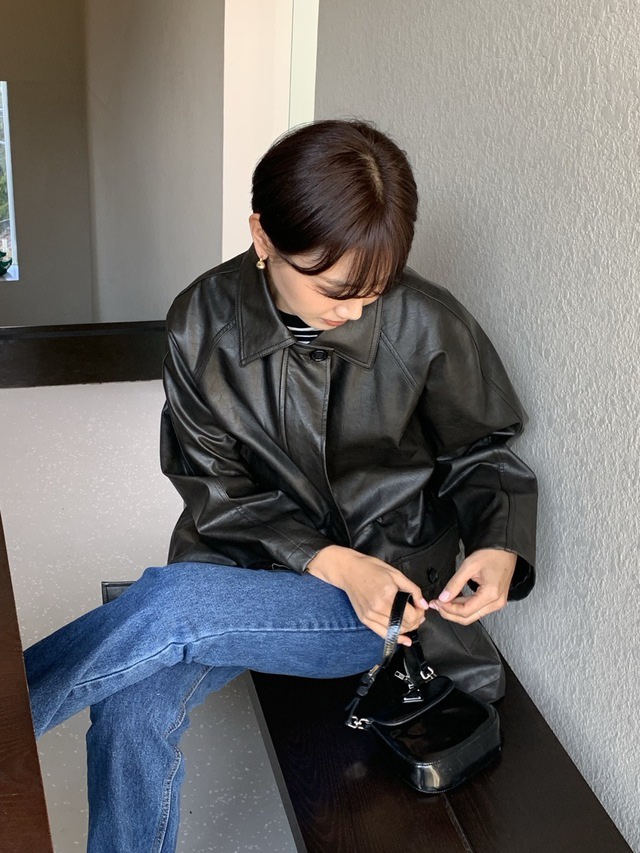 Sendtwo韓國直郵東大門實拍女裝新品休閑真品熱賣時尚推薦皮衣SENDTWO皮衣