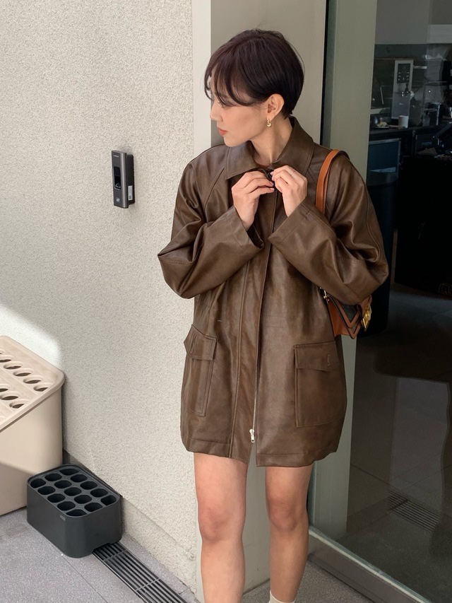 Sendtwo韓國直郵東大門實拍女裝新品休閑真品熱賣時尚推薦皮衣SENDTWO皮衣