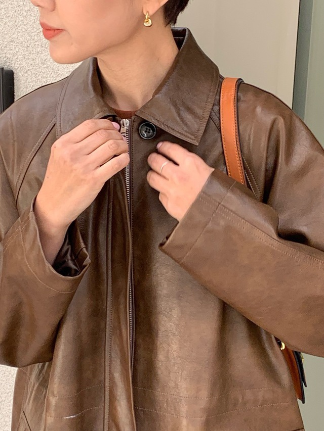 Sendtwo韓國直郵東大門實拍女裝新品休閑真品熱賣時尚推薦皮衣SENDTWO皮衣