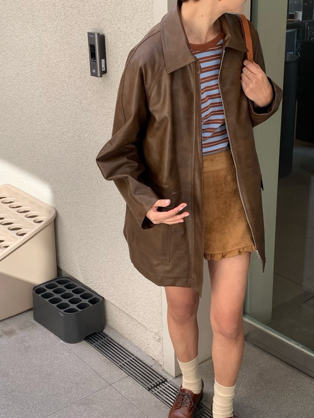 Sendtwo韓國直郵東大門實拍女裝新品休閑真品熱賣時尚推薦皮衣SENDTWO皮衣