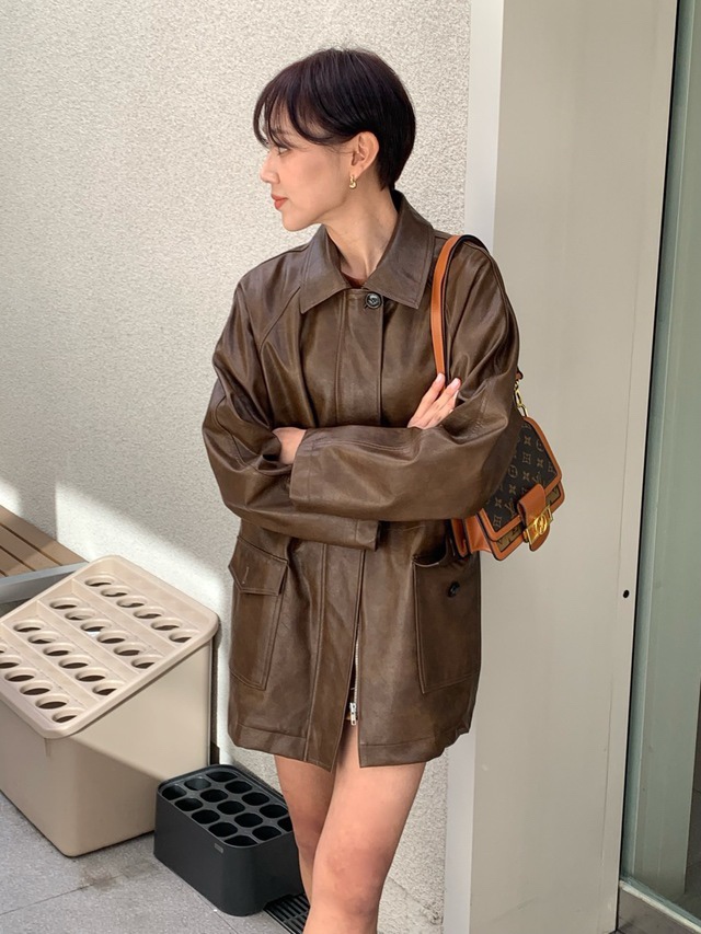 Sendtwo韓國直郵東大門實拍女裝新品休閑真品熱賣時尚推薦皮衣SENDTWO皮衣
