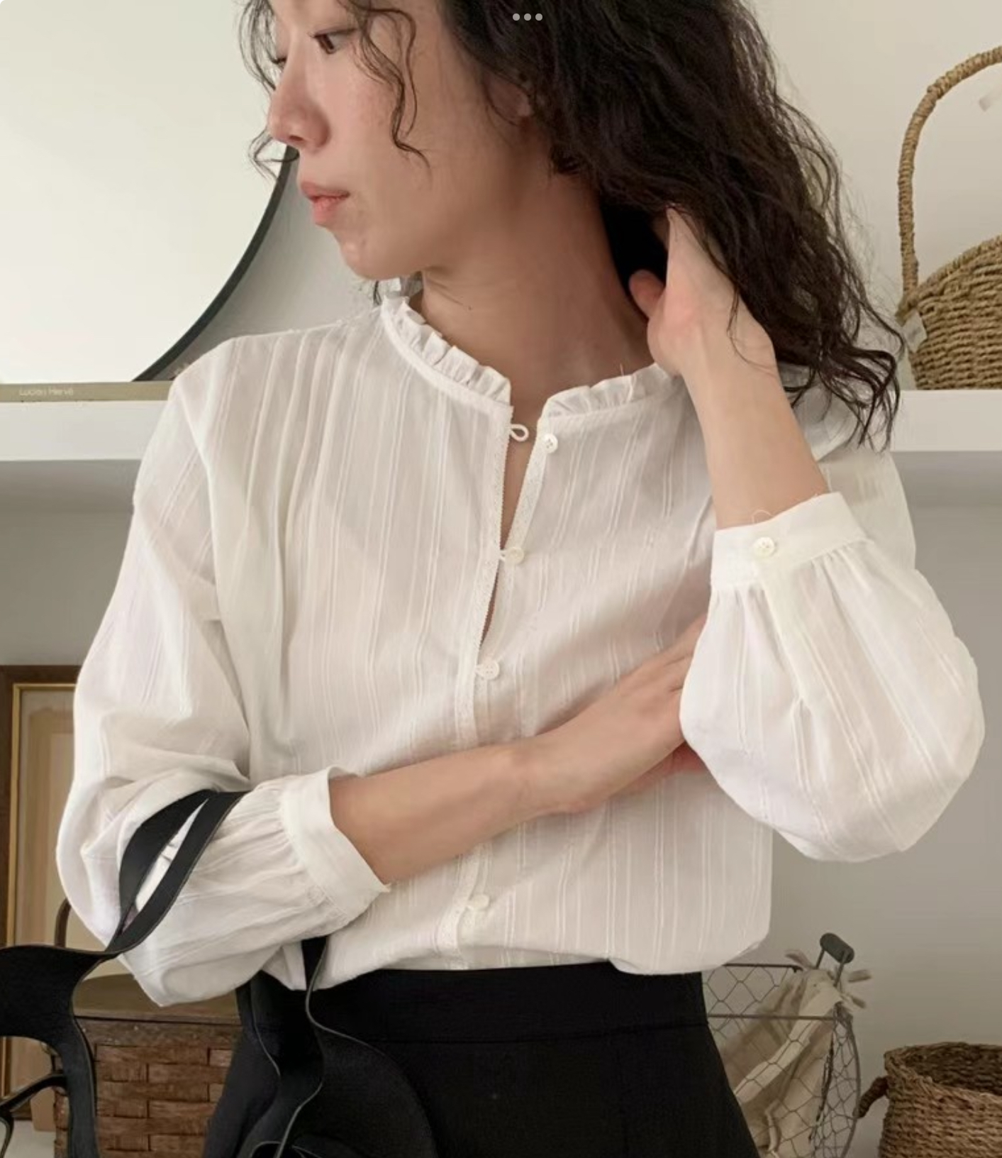 DE ONDO韓國直郵東大門實拍女士新品職業時尚襯衫蕾絲衫蕾絲DE ONDO襯衫/蕾絲衫