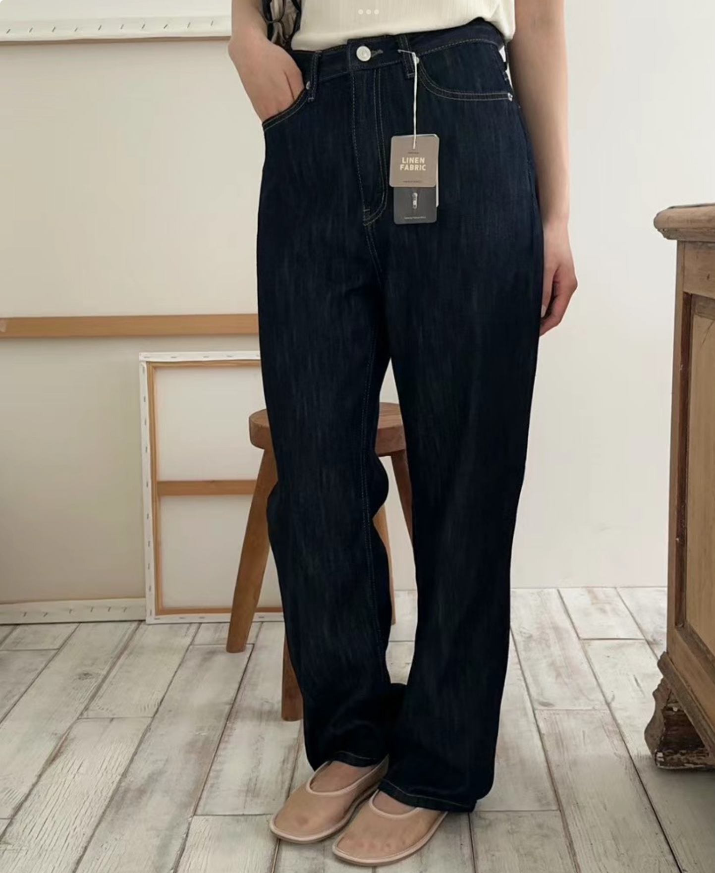 DE ONDO韓國直郵東大門實拍女士新款熱賣人氣推薦牛仔褲亞麻DE ONDO牛仔褲