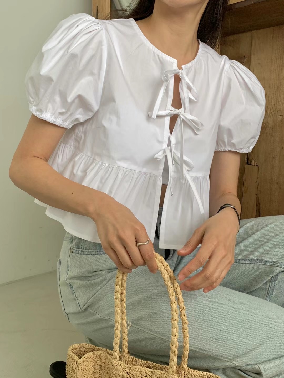 CLEAN韓國直郵女士新品人氣24秋夏熱賣職業休閑襯衫蕾絲衫CLEAN襯衫/蕾絲衫