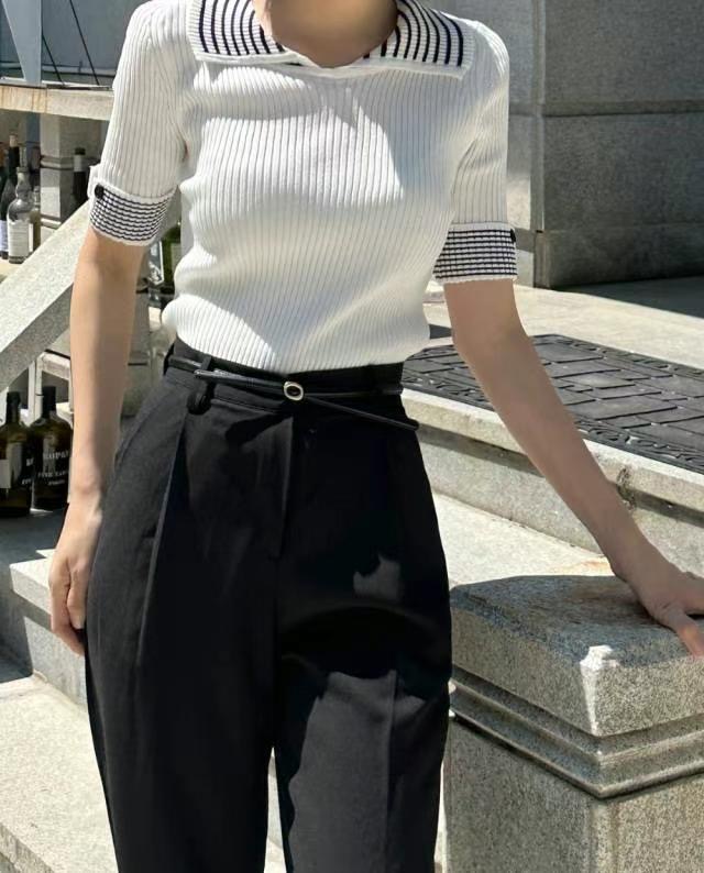 SMILE韓國直郵東大門代購女士新品人氣職業熱賣休閑針織衫羅紋SMILE針織衫