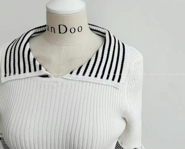 SMILE韓國直郵東大門代購女士新品人氣職業熱賣休閑針織衫羅紋SMILE針織衫