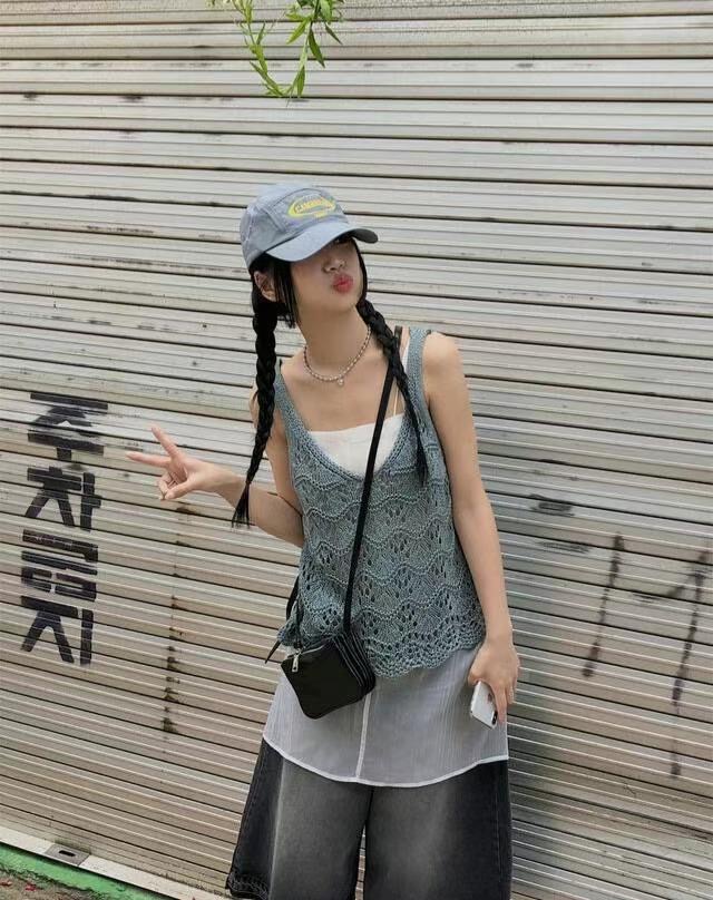 SMILE直郵韓國代購女士新品熱賣時尚24秋夏真品推薦吊帶背心SMILE吊帶/背心