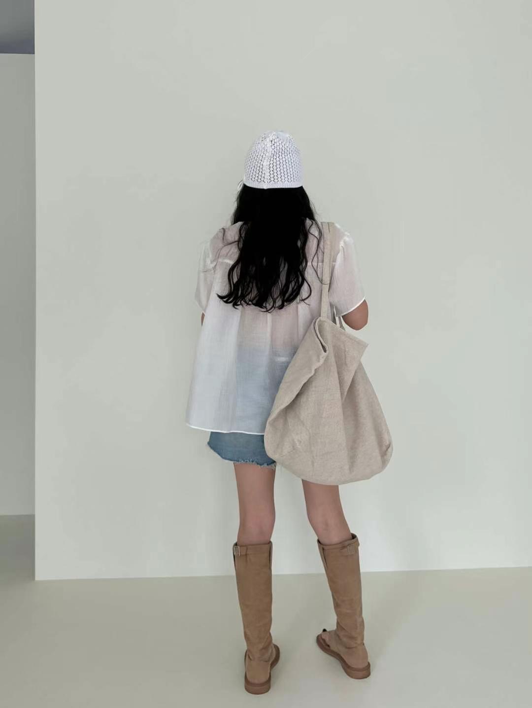 GLOSSY東大門直郵女士新品24秋夏真品人氣時尚襯衫蕾絲衫GLOSSY襯衫/蕾絲衫