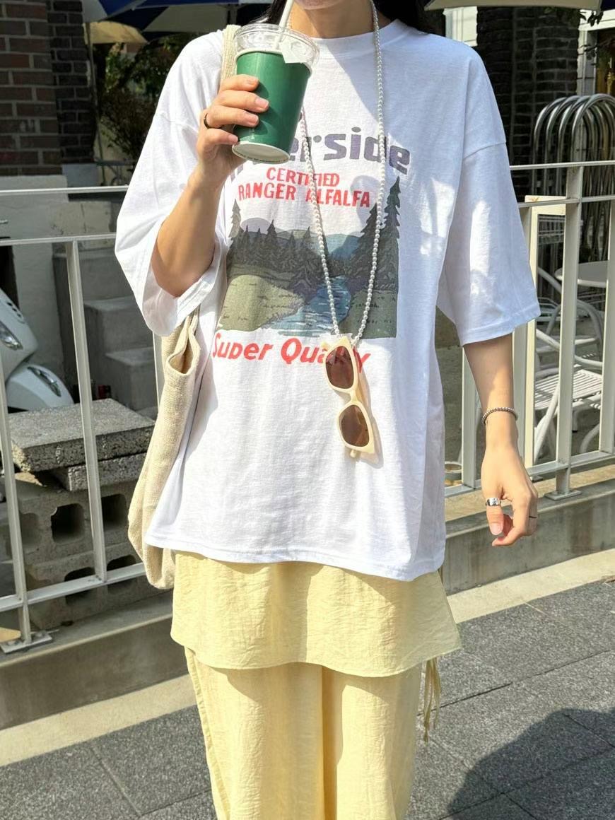 GLOSSY韓國代購女裝新款熱賣休閑職業推薦真品人氣24秋夏T恤GLOSSYT恤圖色2