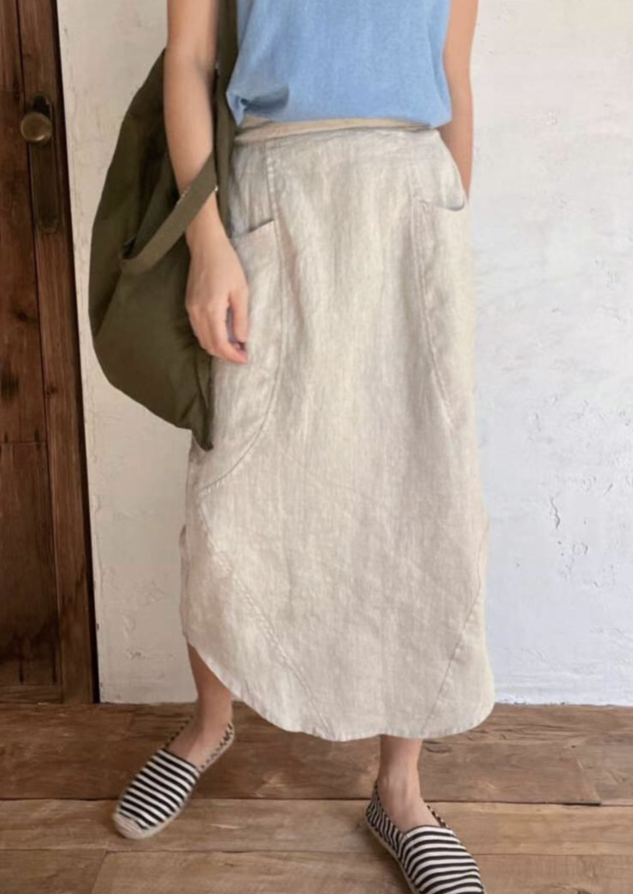 FEBRUUARY韓國直郵女士新品時尚24秋夏休閑推薦半身裙中短裙WOODEN半身裙/中短裙圖色2