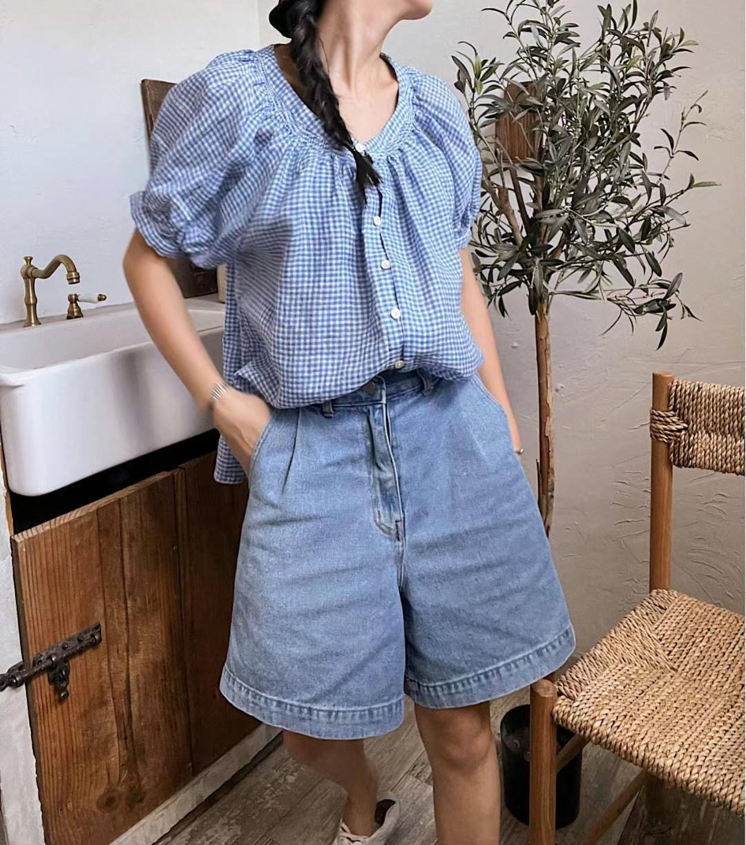 FEBRUUARY直郵韓國代購女裝新品休閑職業真品熱賣襯衫蕾絲衫WOODEN襯衫/蕾絲衫