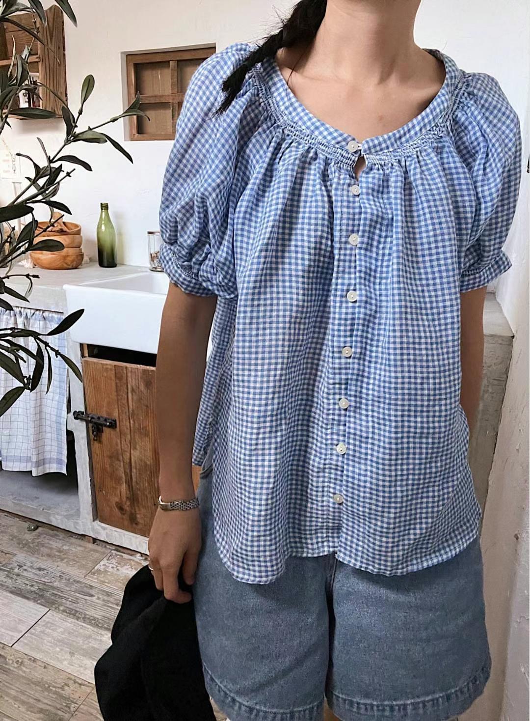 FEBRUUARY直郵韓國代購女裝新品休閑職業真品熱賣襯衫蕾絲衫WOODEN襯衫/蕾絲衫圖色1