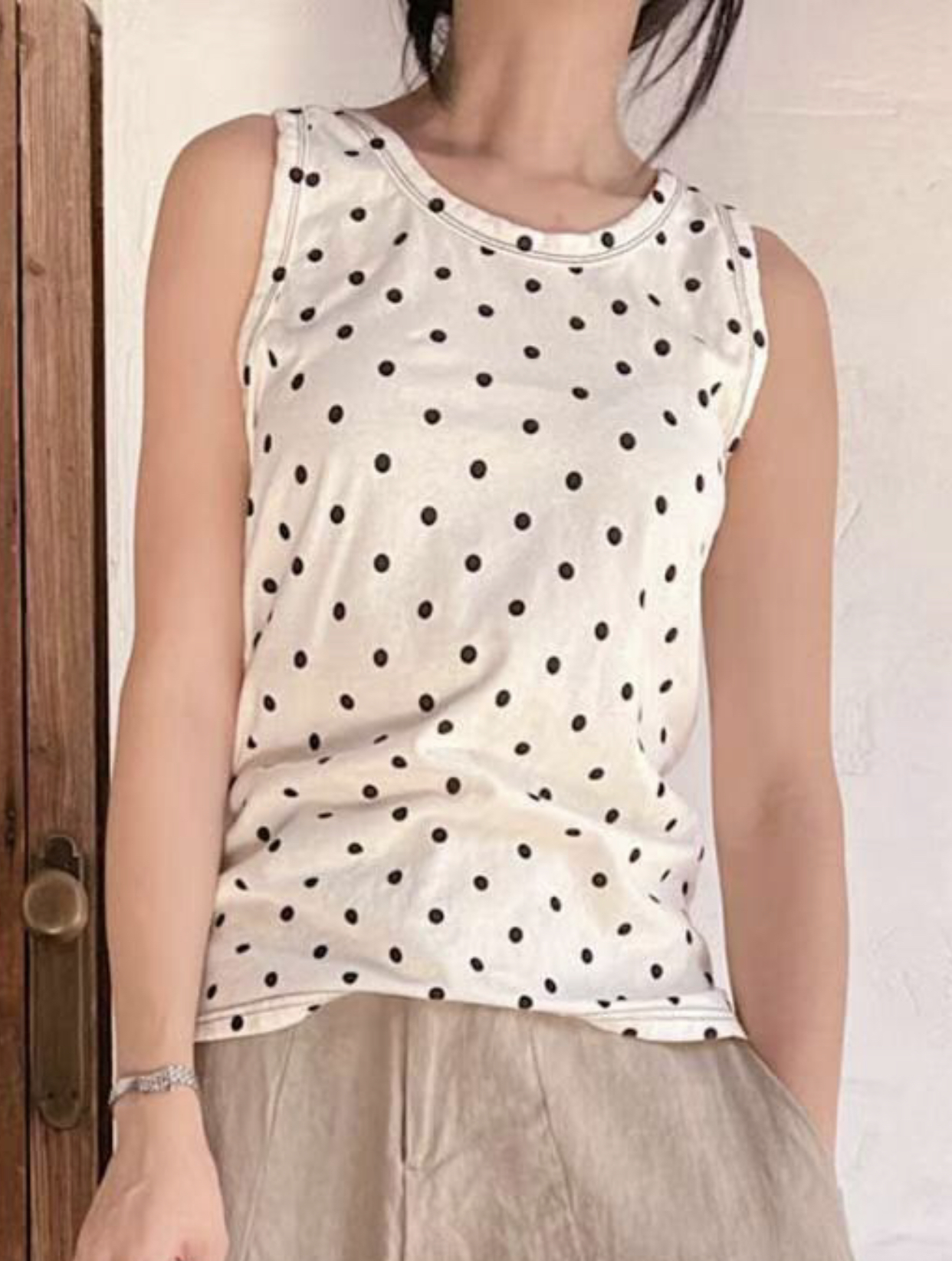 FEBRUUARY韓國直郵女裝新款時尚熱賣休閑職業24秋夏吊帶背心WOODEN吊帶/背心圖色1