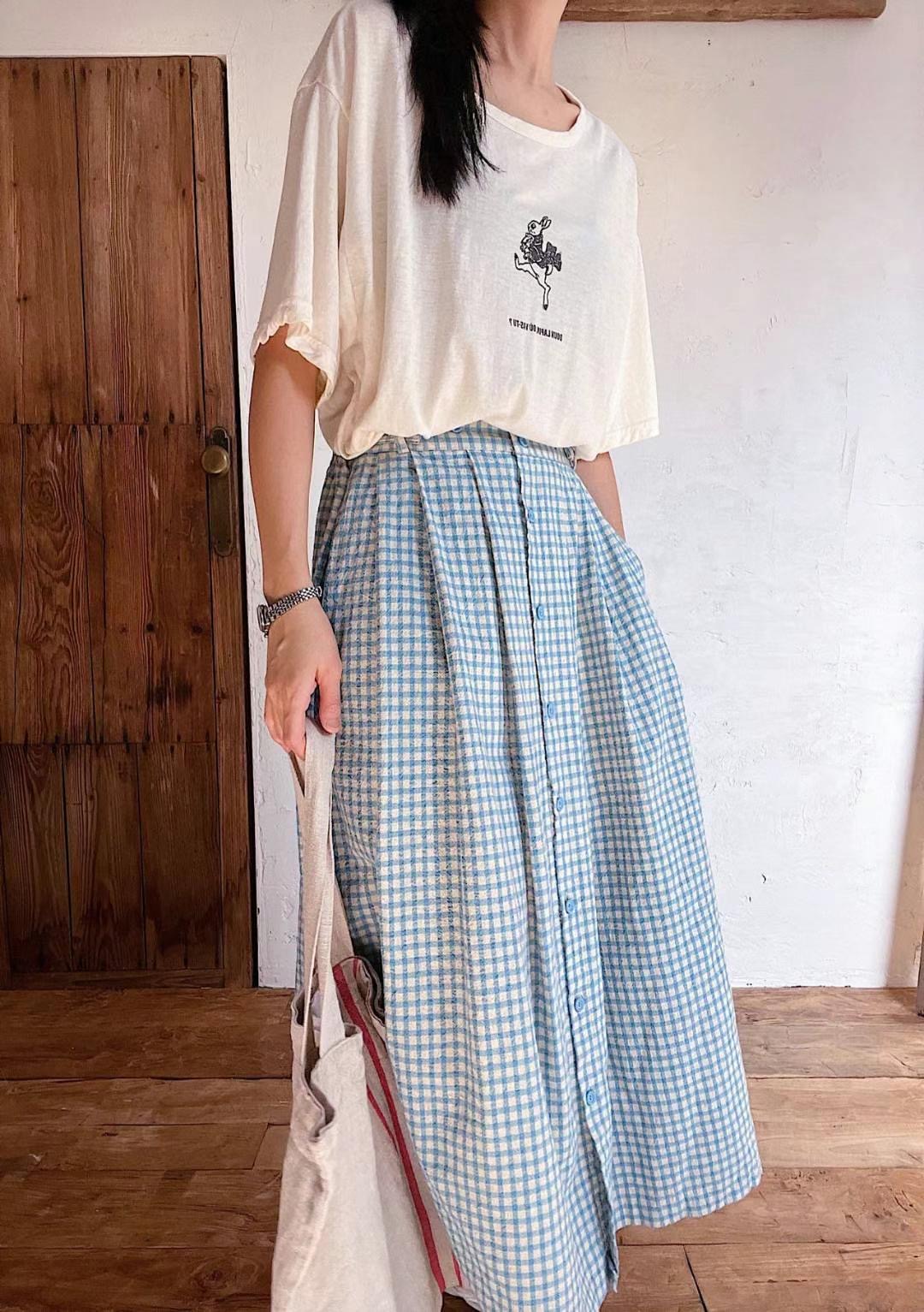 FEBRUUARY直郵韓國代購女裝新款熱賣真品推薦24秋夏休閑長裙WOODEN長裙