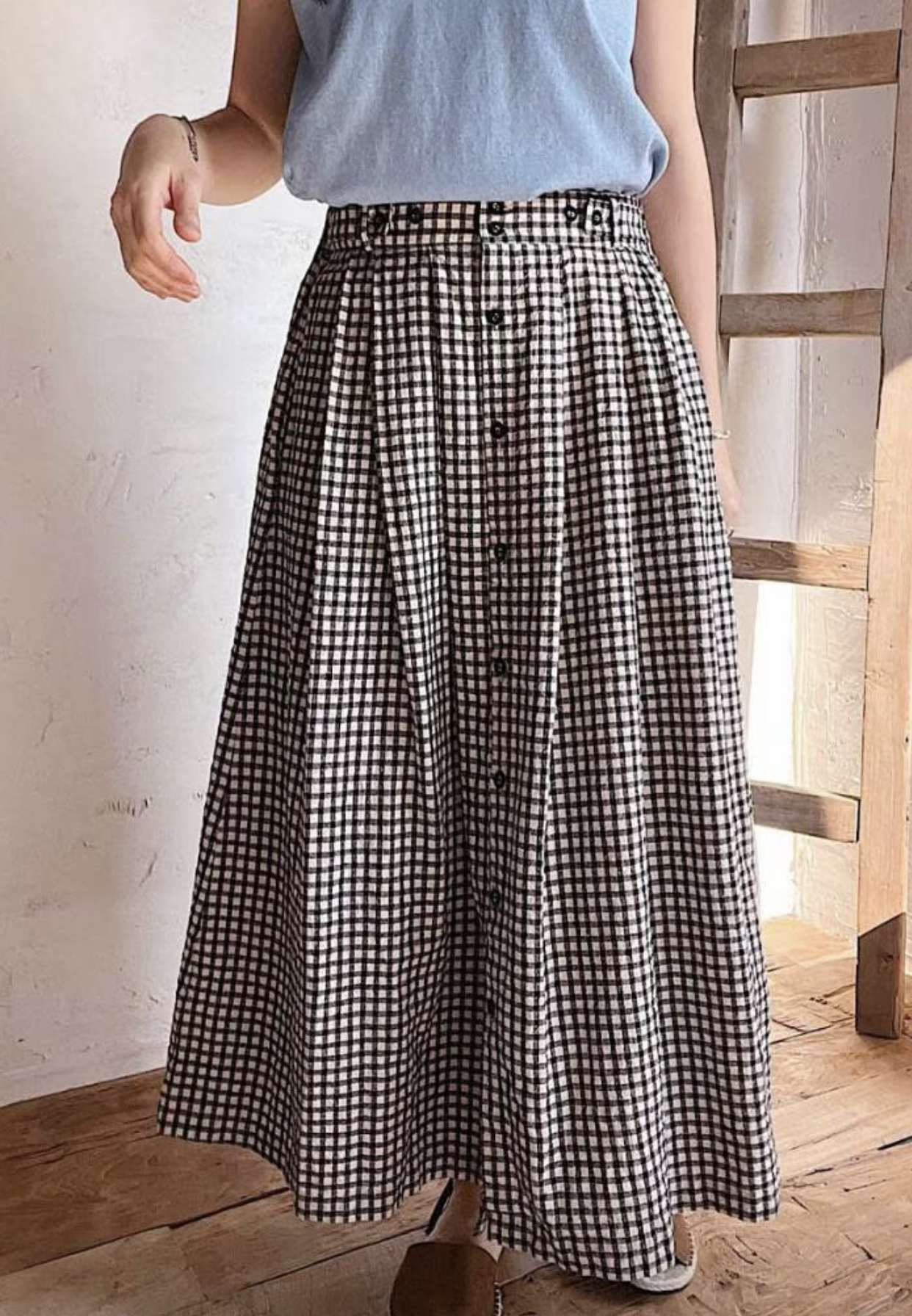 FEBRUUARY直郵韓國代購女裝新款熱賣真品推薦24秋夏休閑長裙WOODEN長裙圖色1