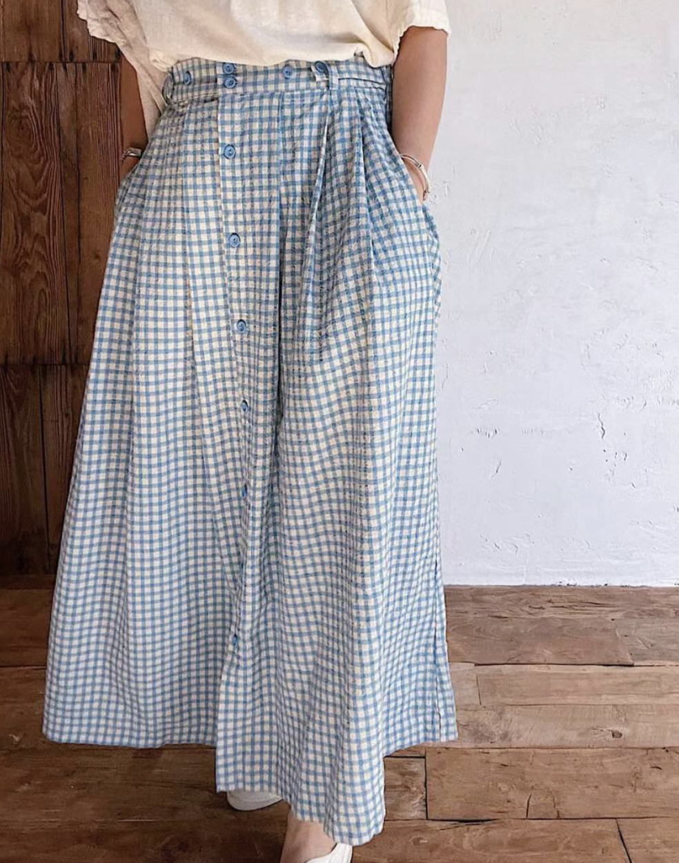 FEBRUUARY直郵韓國代購女裝新款熱賣真品推薦24秋夏休閑長裙WOODEN長裙圖色2