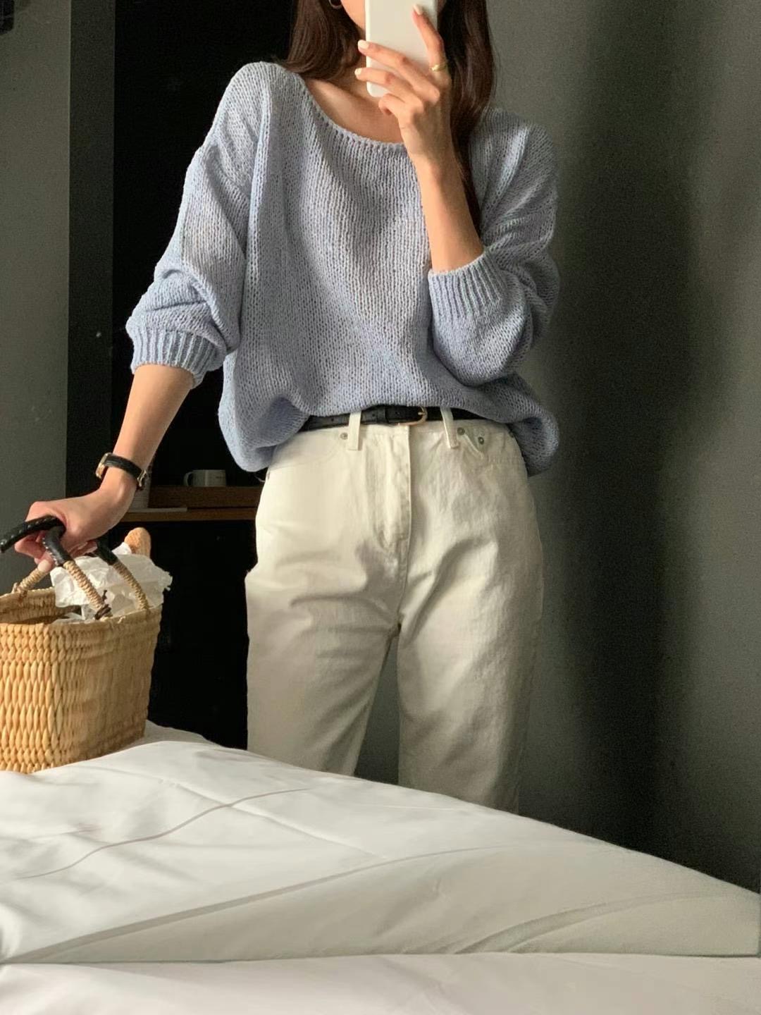 DE FOND韓國直郵東大門代購女裝新品時尚推薦針織衫亞麻寬松DE FOND針織衫