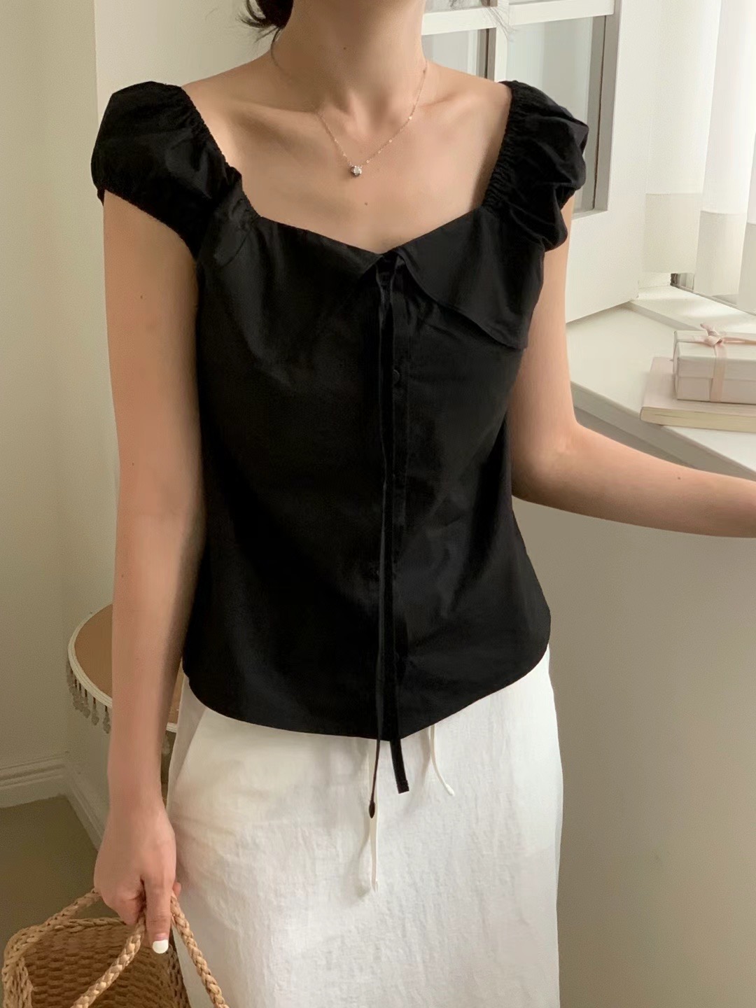 MINIT韓國直郵女裝新品休閑人氣24春夏時尚真品襯衫蕾絲衫MINIT襯衫/蕾絲衫圖色2