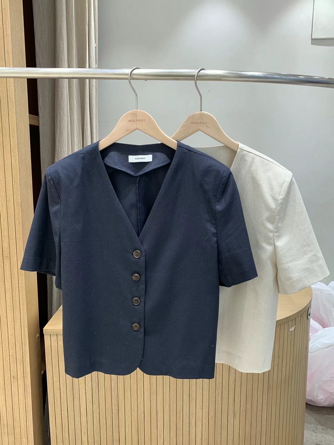 HIDEWAY韓國直郵女裝新品時尚推薦職業真品24春夏夾克亞麻HIDEWAY夾克