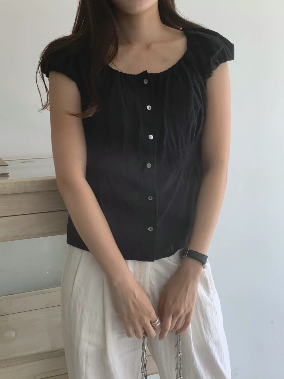 DAOWL韓國直郵女裝新款人氣24春夏休閑真品職業襯衫蕾絲衫NUFF襯衫/蕾絲衫