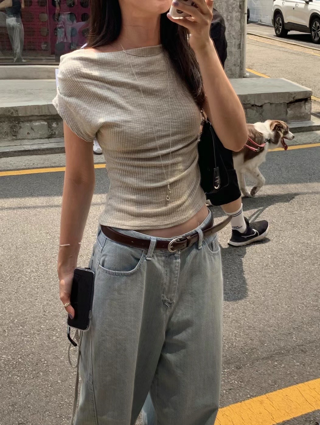 MONMOUTH直郵韓國代購女裝新款真品時尚24春夏休閑人氣T恤MONMOUTHT恤