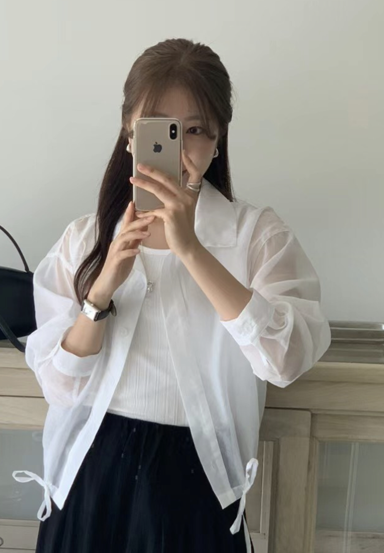 DAOWL韓國直郵東大門實拍女裝新款時尚人氣熱賣24春夏襯衫蕾絲衫NUFF襯衫/蕾絲衫圖色2