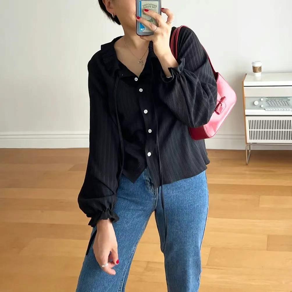 HONESTY韓國直郵東大門實拍女裝新款24春夏時尚襯衫蕾絲衫HONESTY襯衫/蕾絲衫