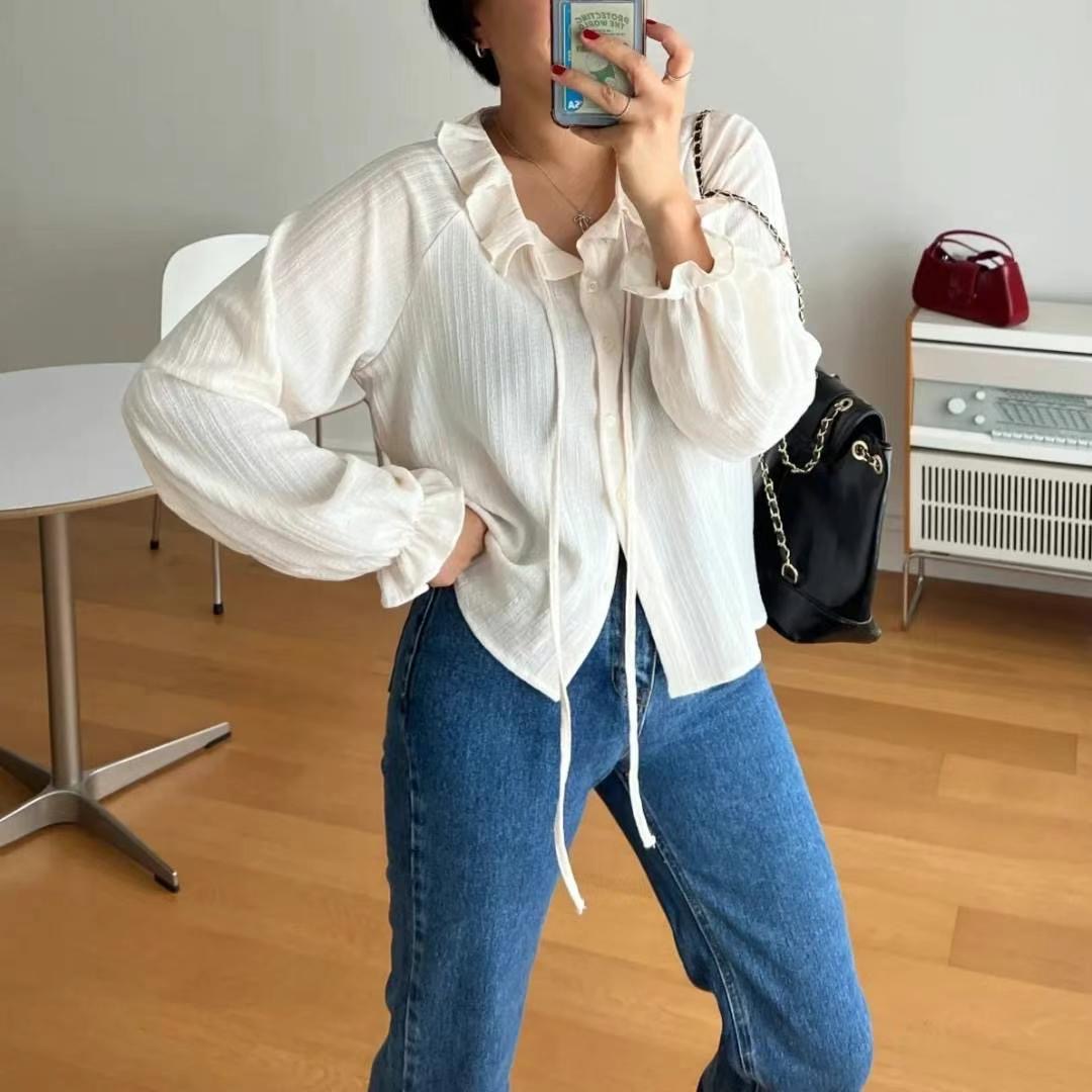 HONESTY韓國直郵東大門實拍女裝新款24春夏時尚襯衫蕾絲衫HONESTY襯衫/蕾絲衫