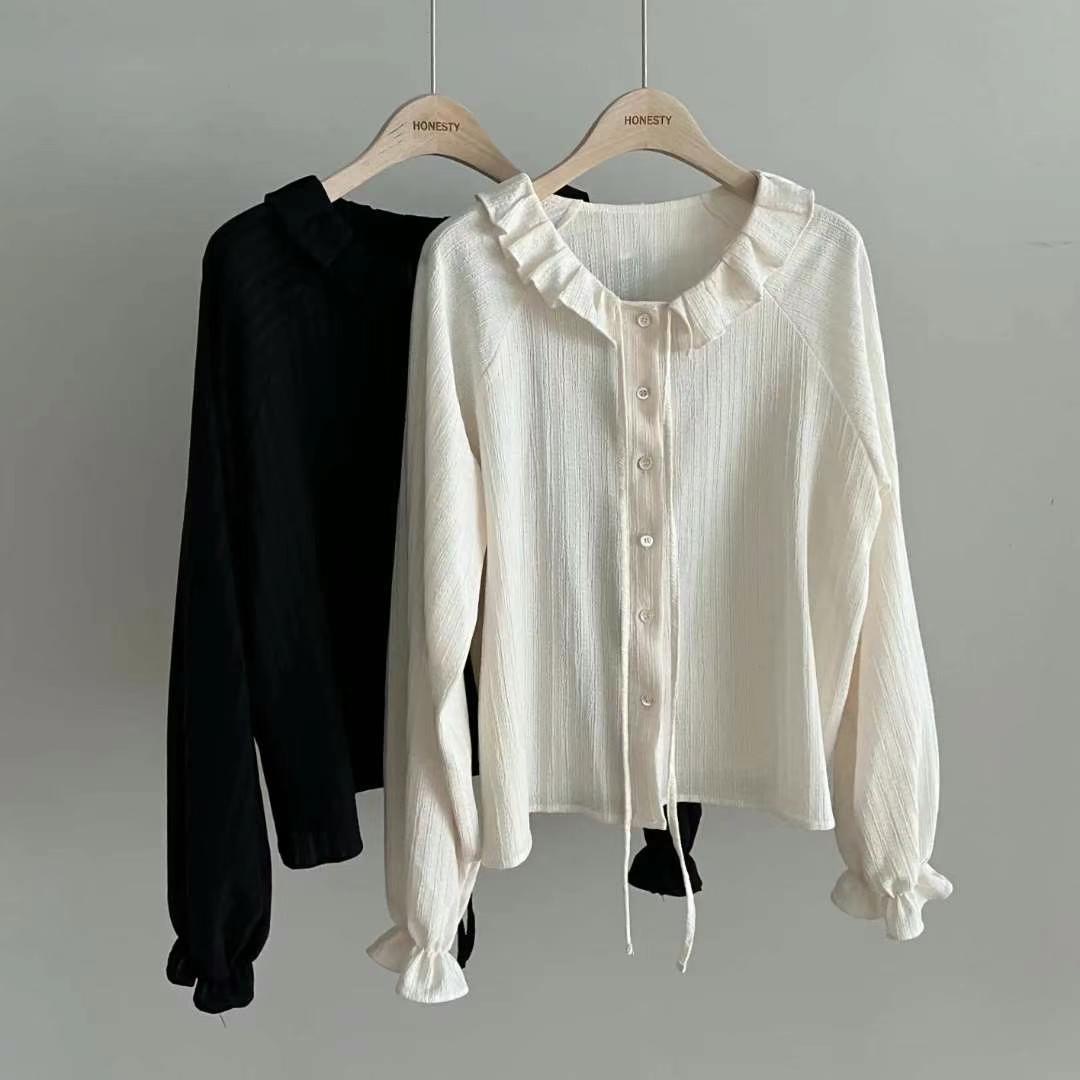 HONESTY韓國直郵東大門實拍女裝新款24春夏時尚襯衫蕾絲衫HONESTY襯衫/蕾絲衫
