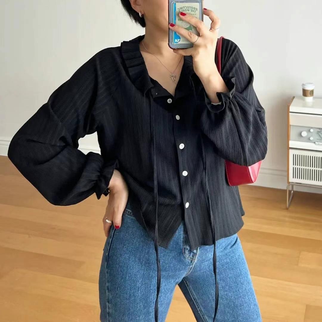 HONESTY韓國直郵東大門實拍女裝新款24春夏時尚襯衫蕾絲衫HONESTY襯衫/蕾絲衫圖色1