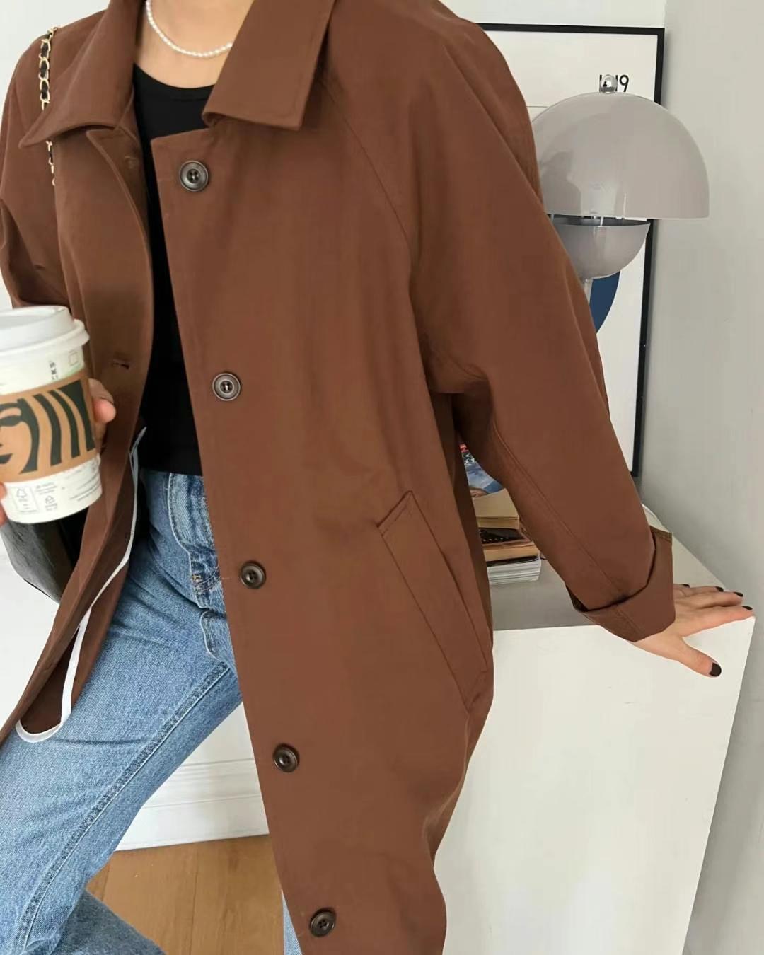 HONESTY韓國直郵東大門代購女裝新品推薦職業熱賣時尚長款風衣HONESTY長款風衣