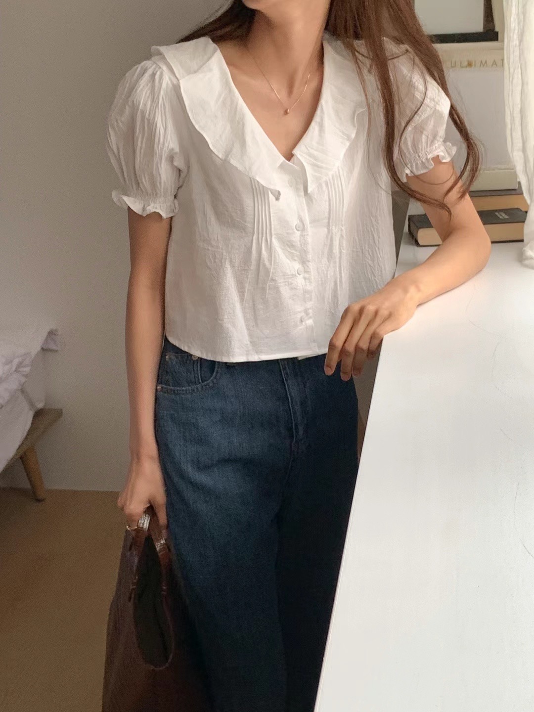 DEAR.FOREST韓國直郵女裝新款24春夏時尚熱賣襯衫蕾絲衫DEAR.FOREST襯衫/蕾絲衫