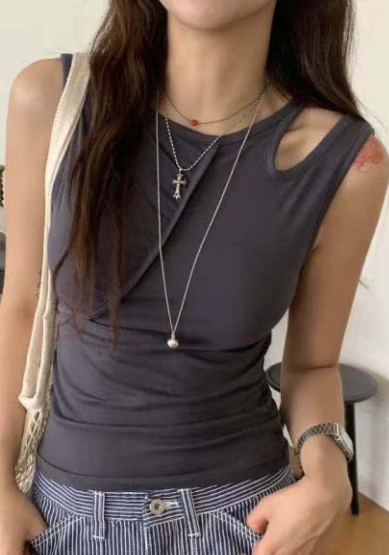 LAYOUT直郵韓國代購女裝新款真品休閑人氣時尚24春夏吊帶背心LAYOUT吊帶/背心圖色1