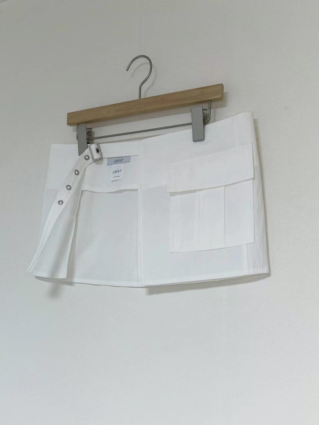 LAYOUT韓國直郵東大門實拍女裝新款熱賣休閑職業人氣短裙腰帶LAYOUT短裙