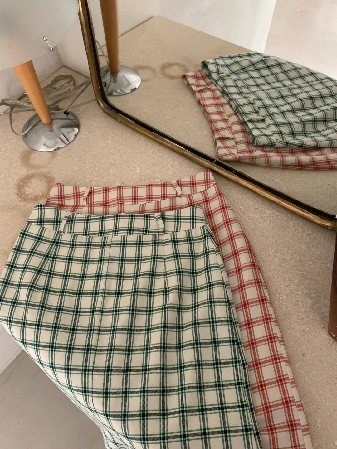 POLLEN東大門代購女士新款職業熱賣半身裙中短裙格紋半身裙POLLEN半身裙/中短裙