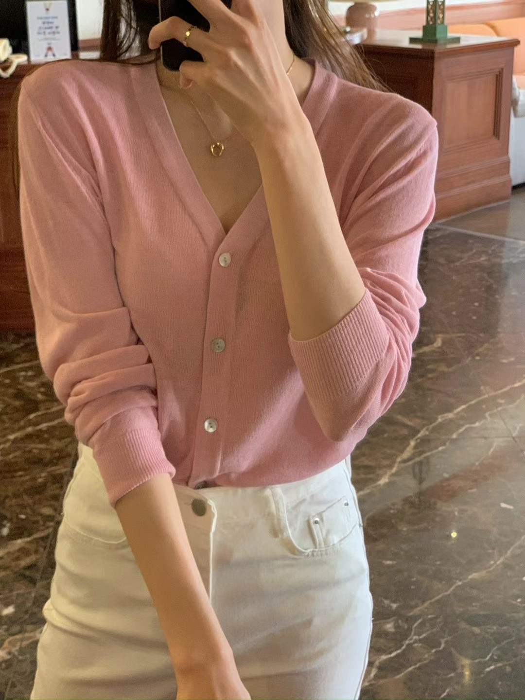 POLLEN韓國直郵女裝新款真品24秋夏人氣職業時尚熱賣針織衫POLLEN針織衫圖色2