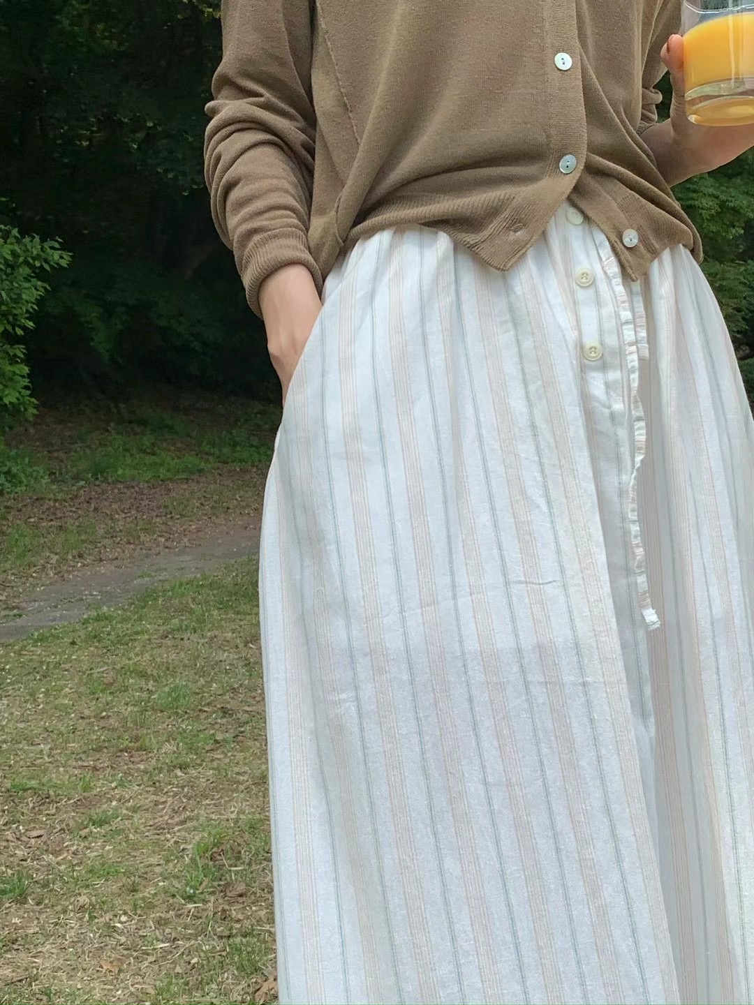 POLLEN東大門代購女士新品休閑職業人氣24秋夏半身裙中短裙POLLEN半身裙/中短裙