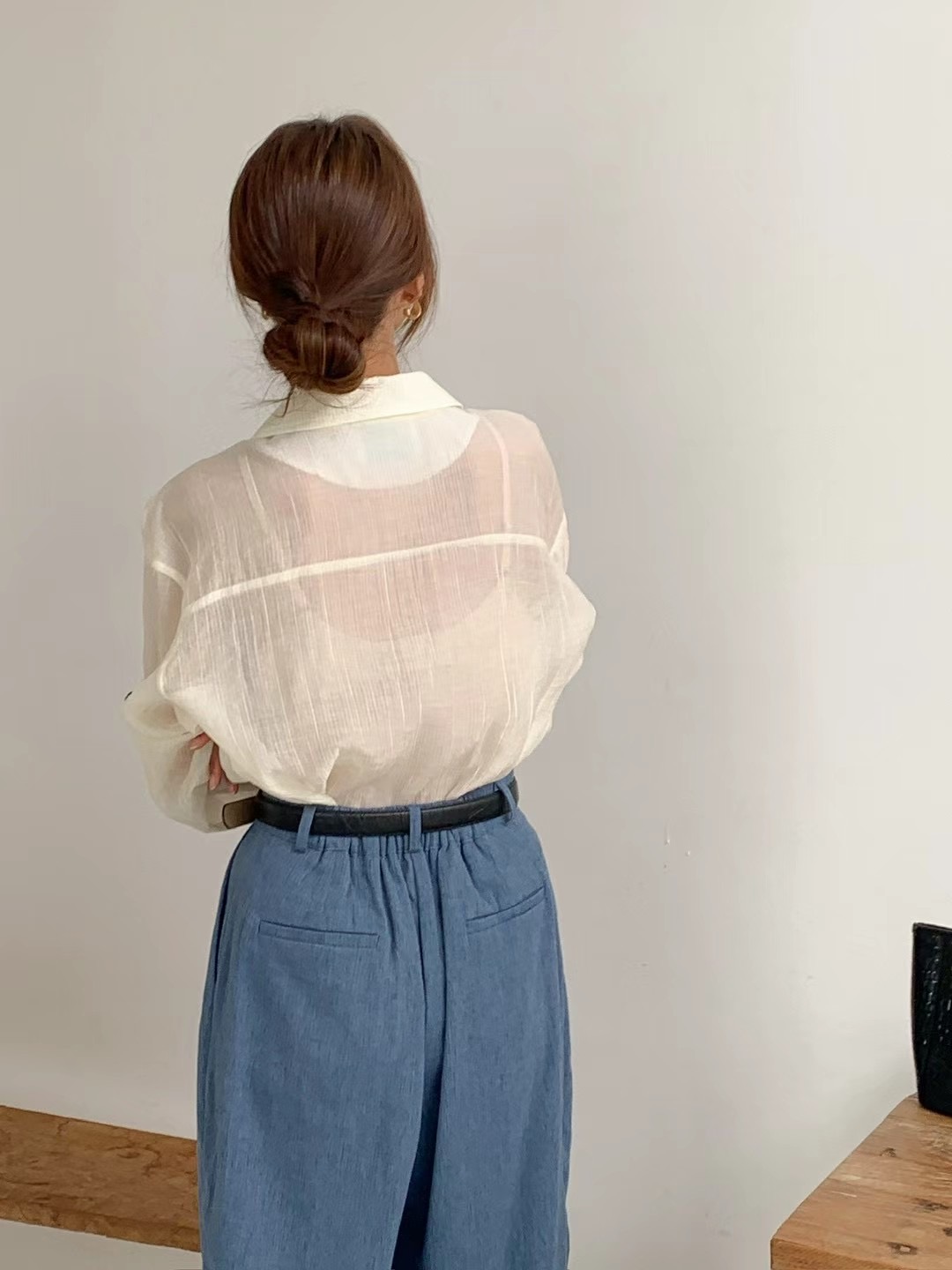 POLLEN東大門直郵女士新品休閑職業推薦人氣時尚襯衫蕾絲衫POLLEN襯衫/蕾絲衫