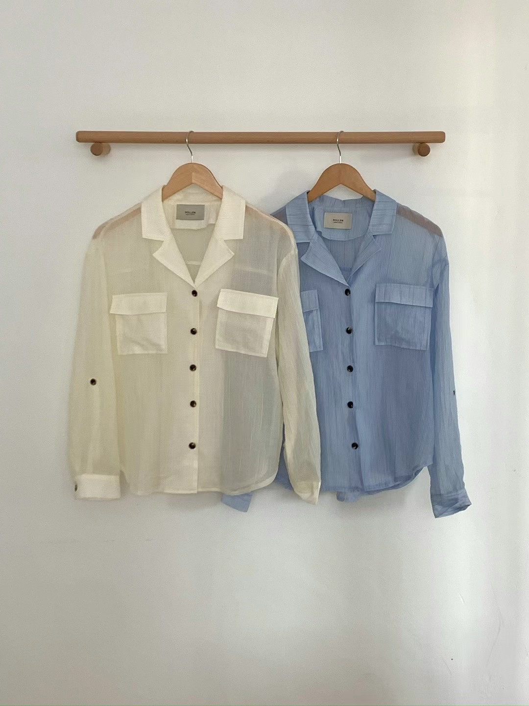 POLLEN東大門直郵女士新品休閑職業推薦人氣時尚襯衫蕾絲衫POLLEN襯衫/蕾絲衫圖色2左二色