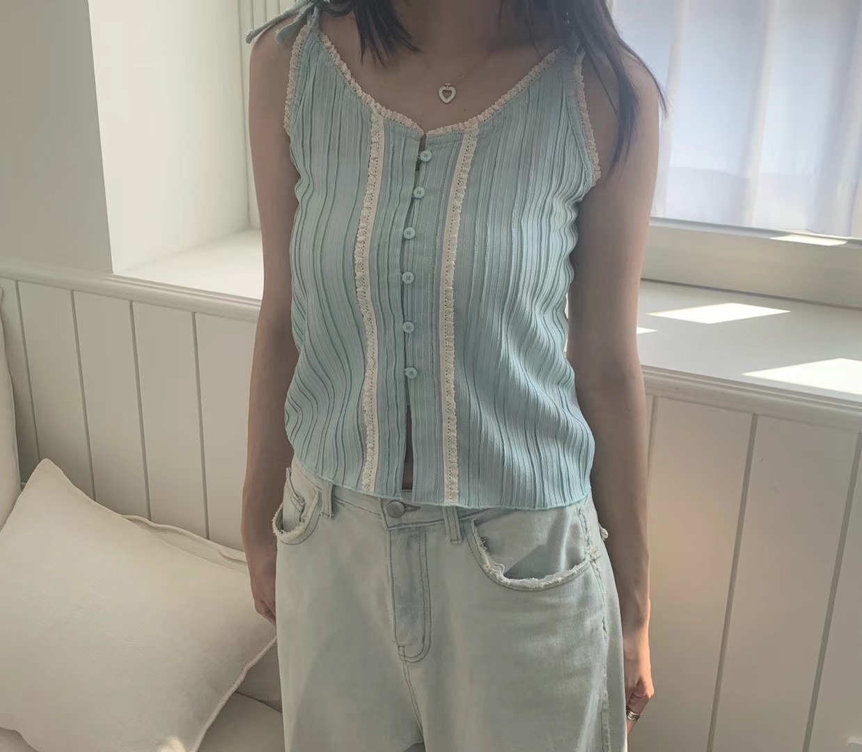 THELACREAM韓國直郵女裝新款時尚休閑熱賣人氣職業吊帶背心SPOON吊帶/背心