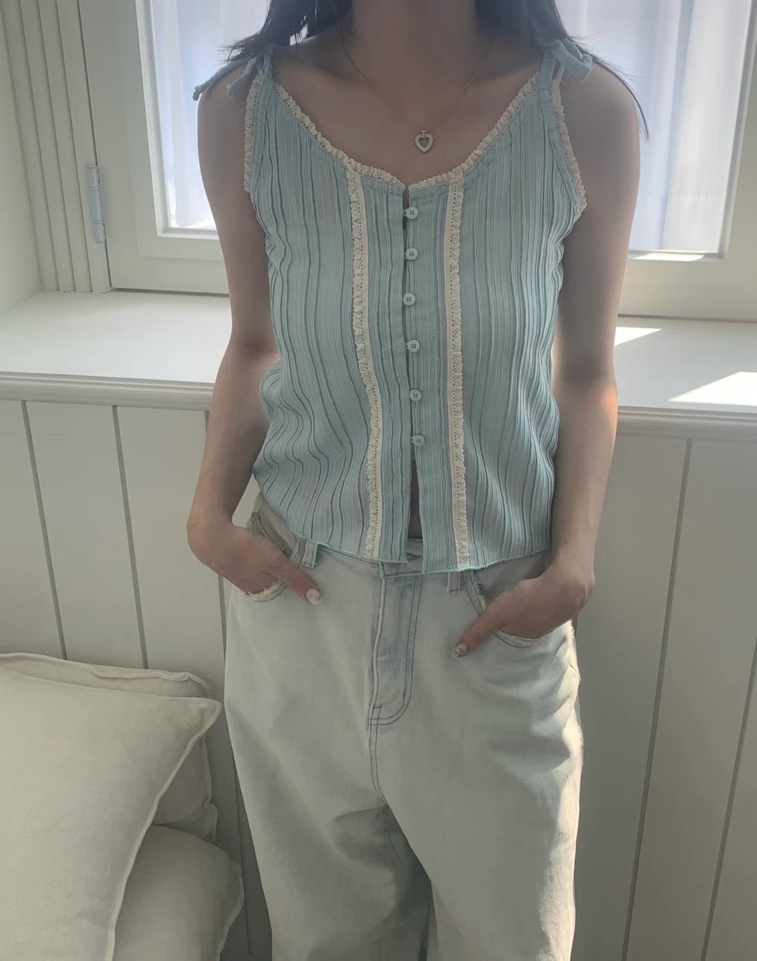 THELACREAM韓國直郵女裝新款時尚休閑熱賣人氣職業吊帶背心SPOON吊帶/背心