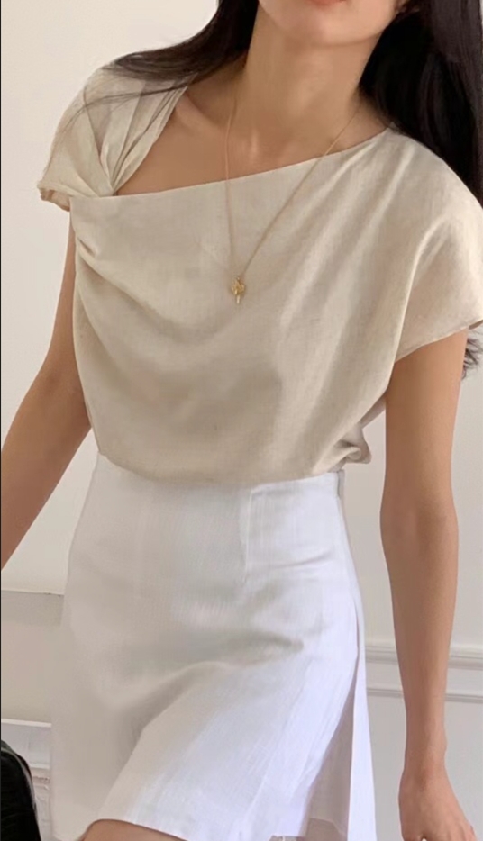 POLLEN東大門實拍女士新款時尚人氣推薦休閑真品職業T恤亞麻POLLENT恤