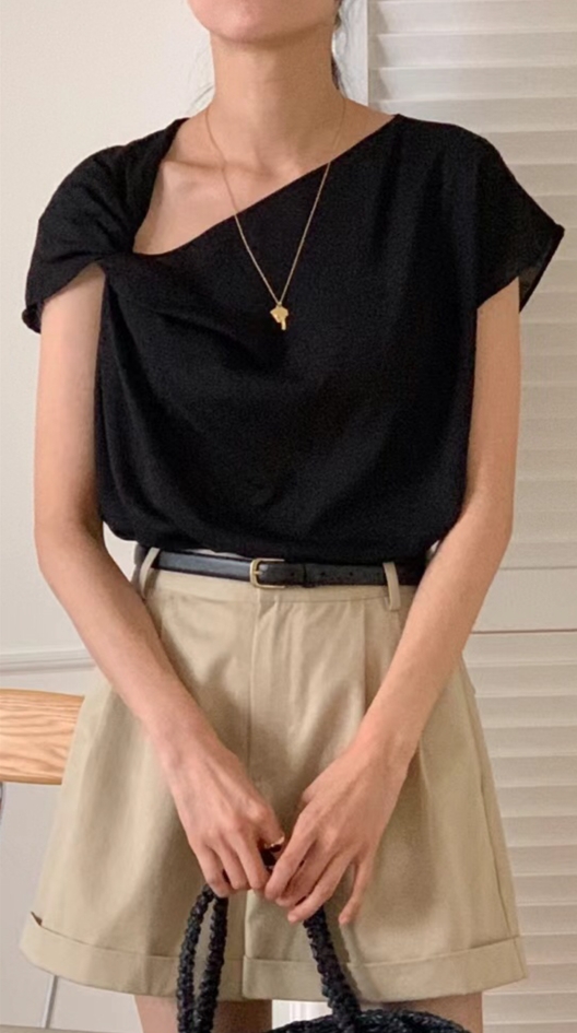 POLLEN東大門實拍女士新款時尚人氣推薦休閑真品職業T恤亞麻POLLENT恤圖色3