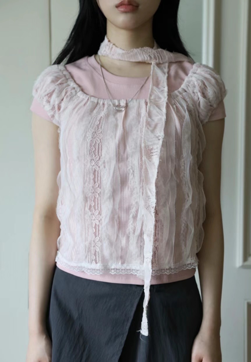 THELACREAM韓國直郵東大門代購女裝新品熱賣時尚襯衫蕾絲衫SPOON襯衫/蕾絲衫