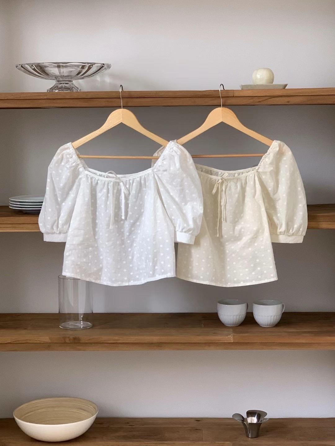 POLLEN東大門代購女士新品休閑24秋夏時尚襯衫蕾絲衫刺繡POLLEN襯衫/蕾絲衫圖色2左二色