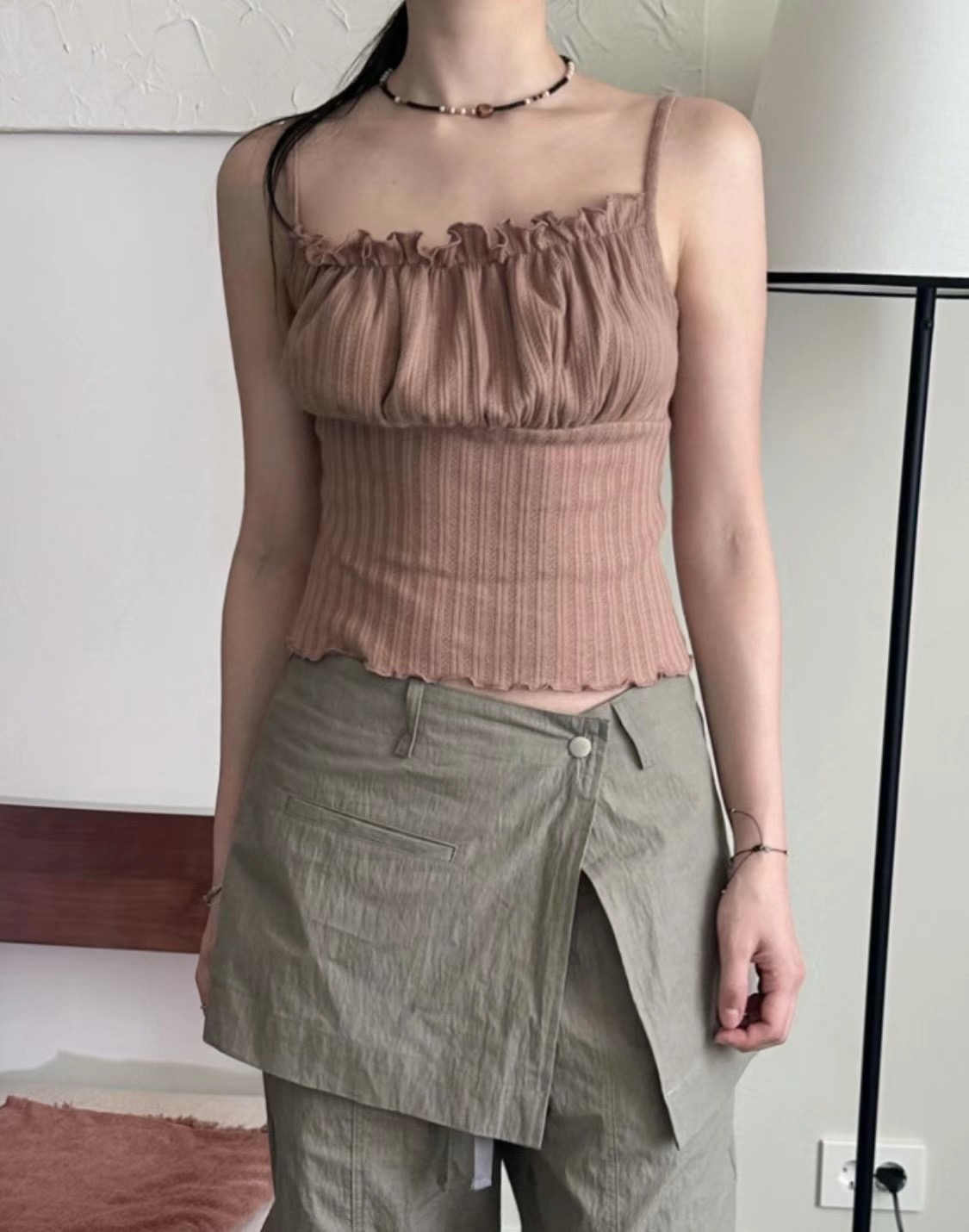 THELACREAM韓國直郵東大門代購女裝新款時尚人氣休閑吊帶背心SPOON吊帶/背心