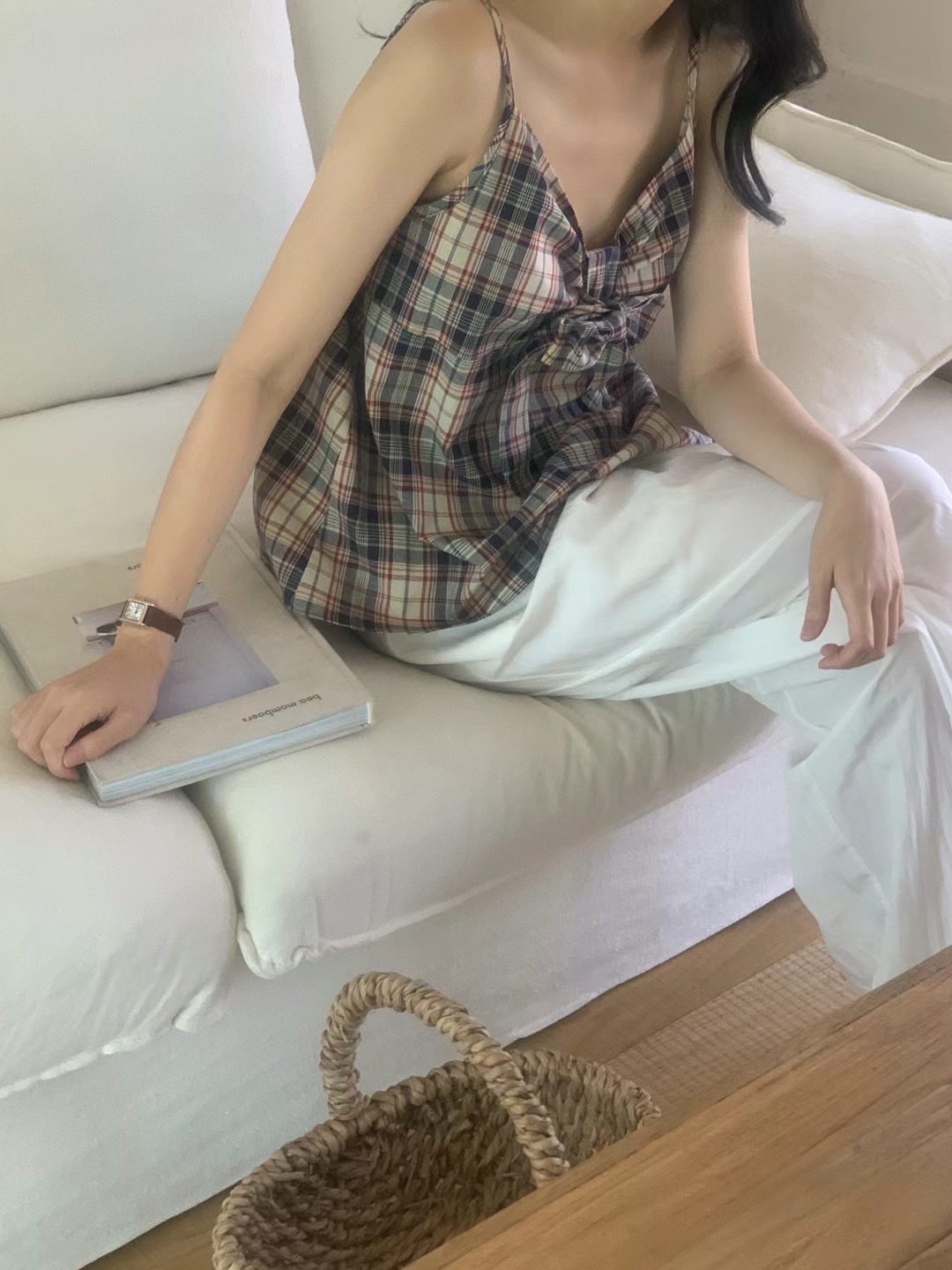 BABER韓國直郵女裝新品真品職業人氣熱賣休閑時尚吊帶背心格紋THE ORA吊帶/背心