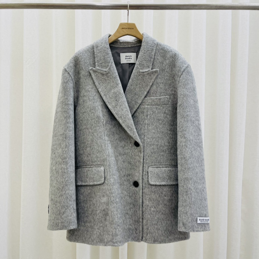 Match Studio韓國直郵東大門實拍女裝新品推薦短款大衣羊駝Match Studio短款大衣
