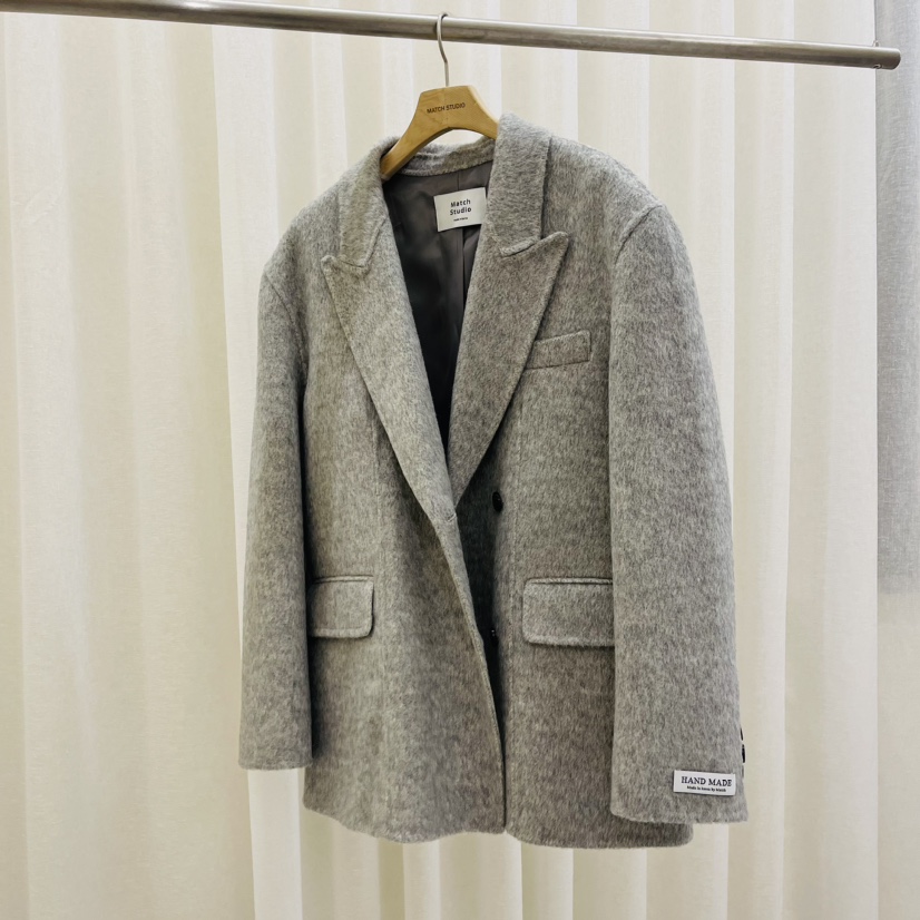 Match Studio韓國直郵東大門實拍女裝新品推薦短款大衣羊駝Match Studio短款大衣