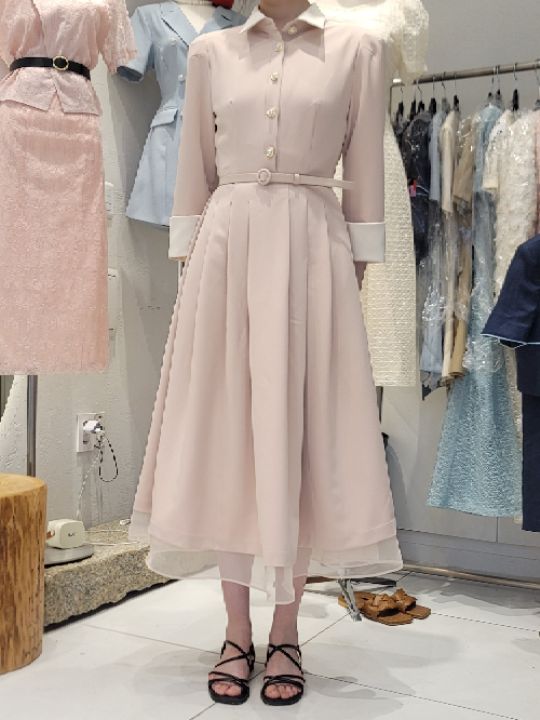 Cat.s韓國直郵東大門代購女裝新品休閑推薦真品連衣裙含腰帶Cat.s____連衣裙